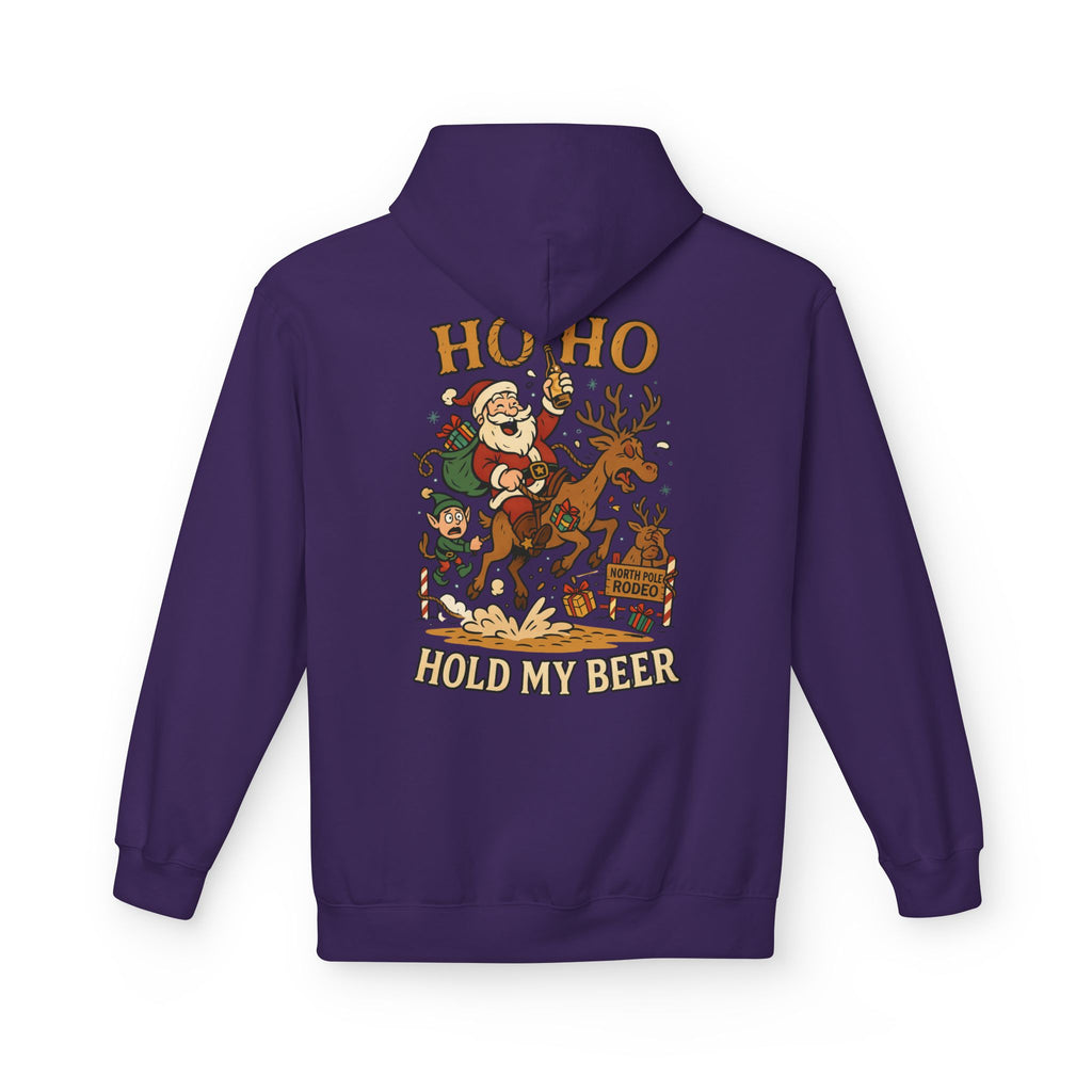 Santa Riding Reindeer Hold My Beer Hoodie
