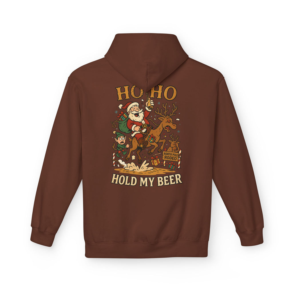 Santa Riding Reindeer Hold My Beer Hoodie