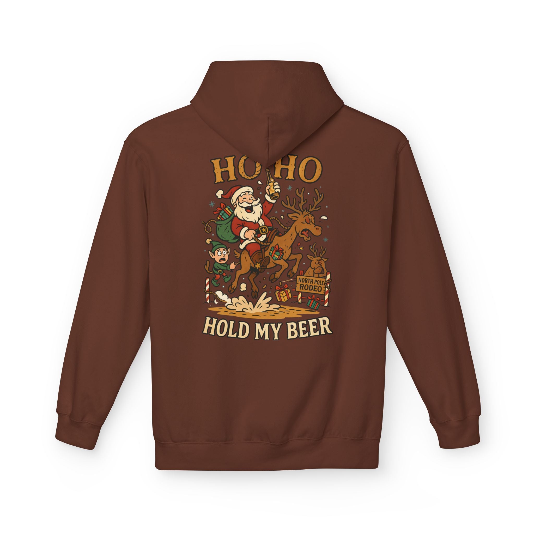 Santa Riding Reindeer Hold My Beer Hoodie