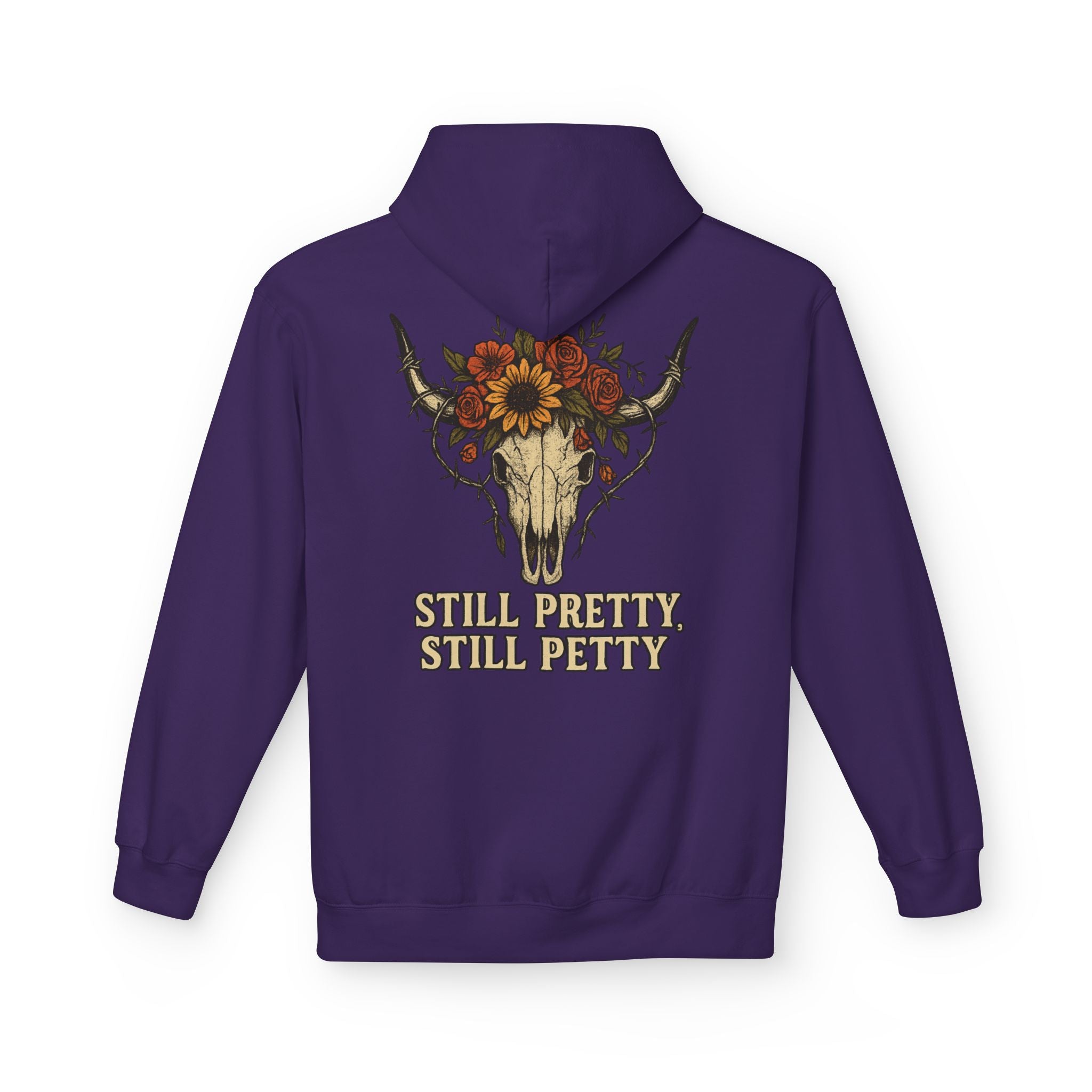 Floral Bull Skull Still Pretty Hoodie | Western Skull Sunflower Design