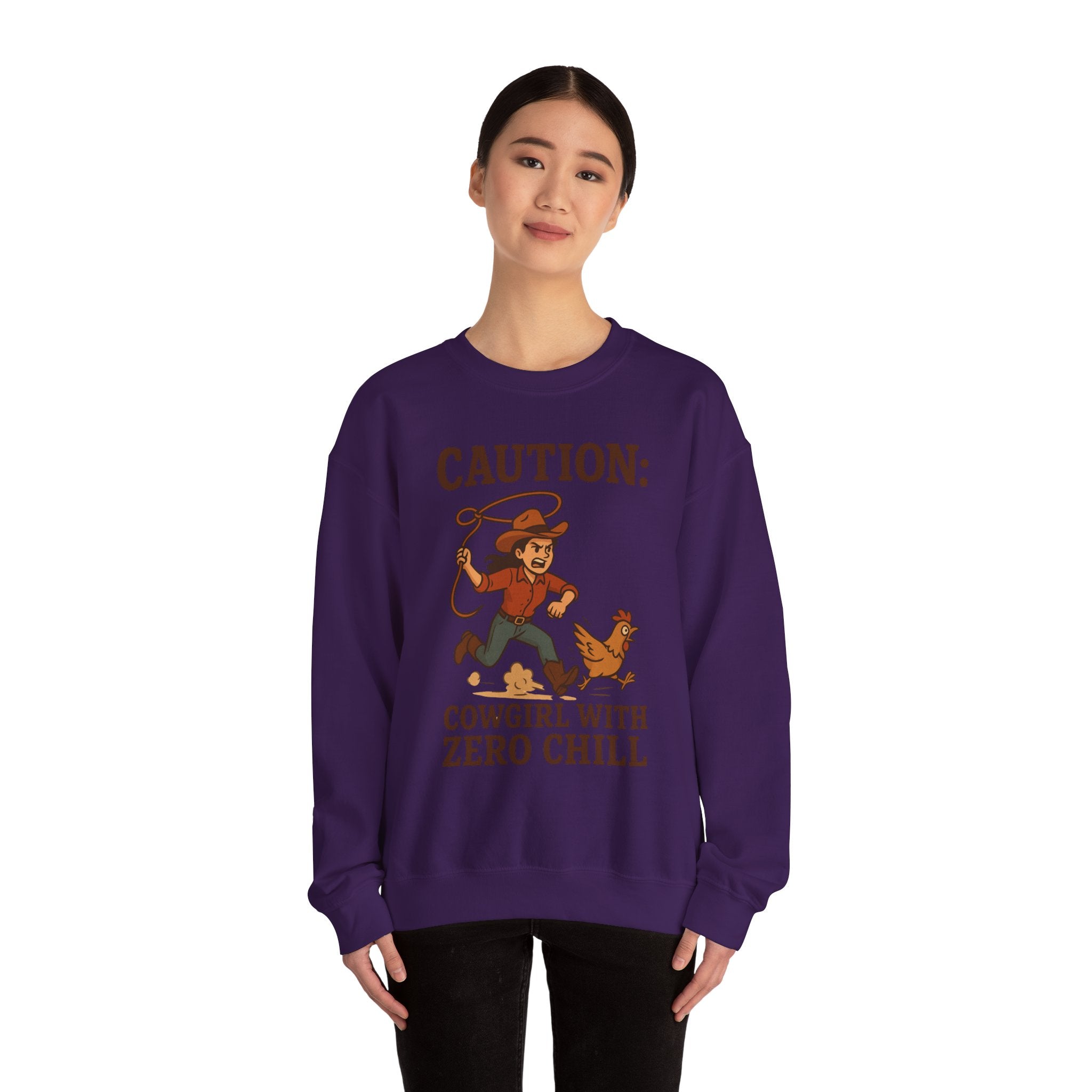 Caution Cowgirl With Zero Chill Sweatshirt Front Design