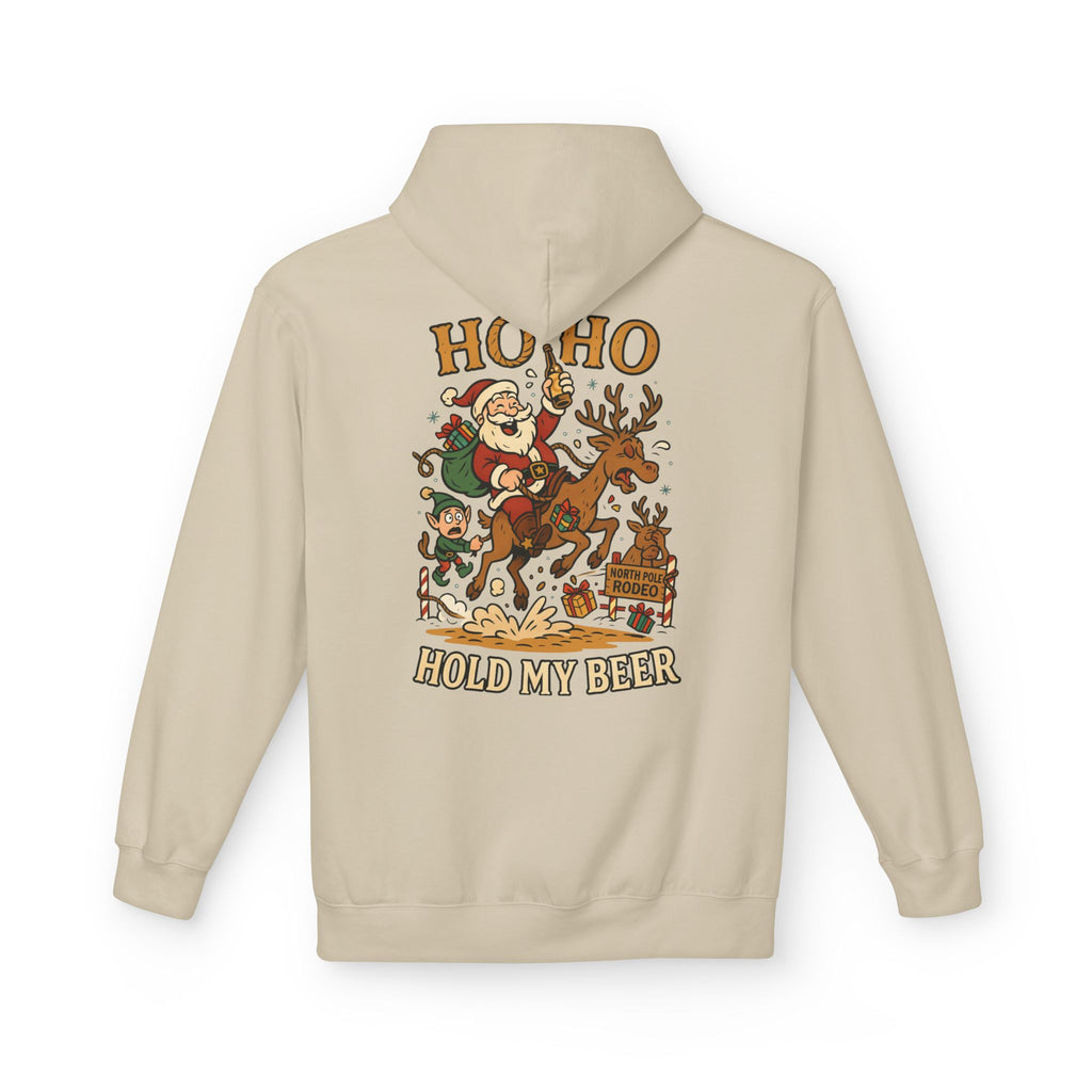 Santa Riding Reindeer Hold My Beer Hoodie
