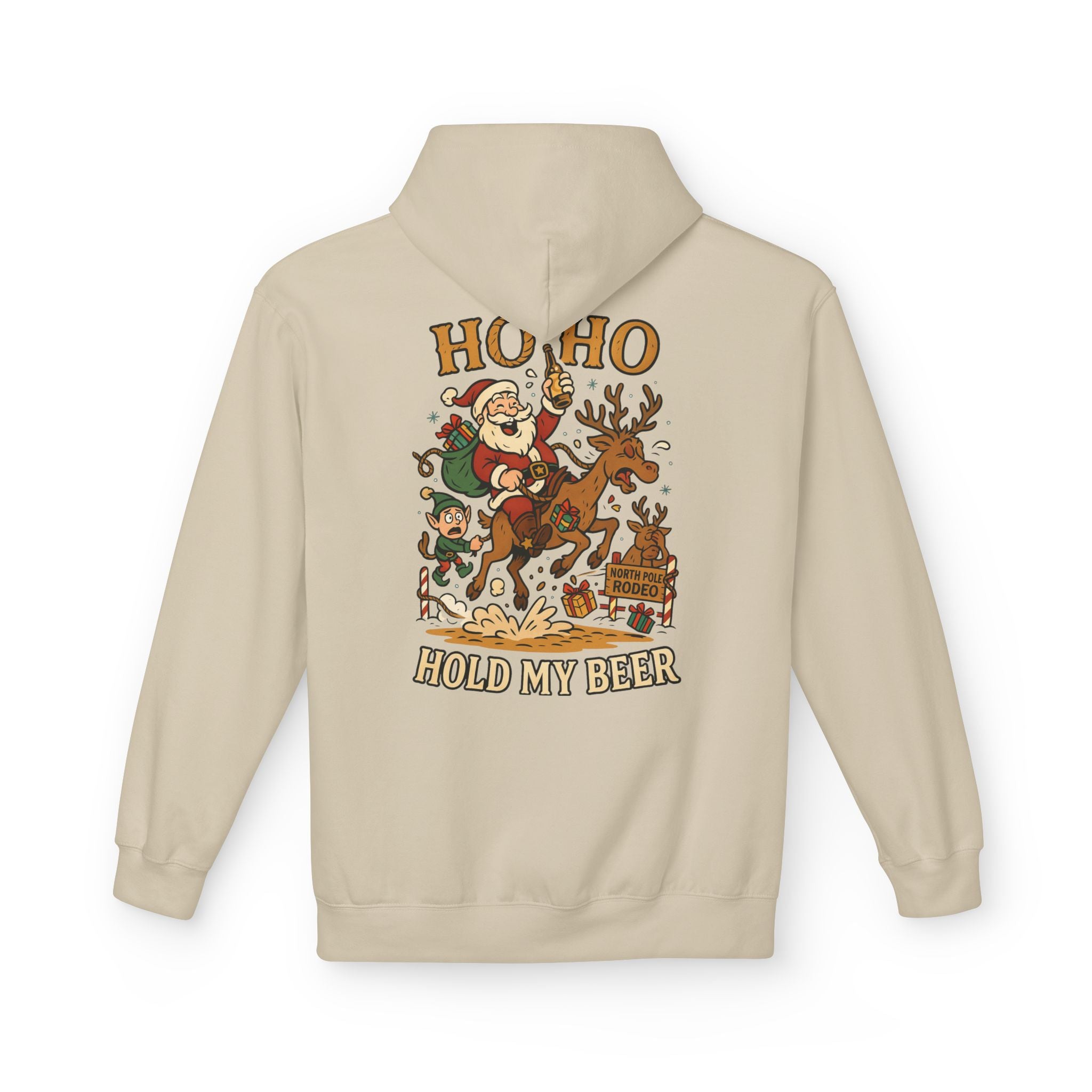Santa Riding Reindeer Hold My Beer Hoodie