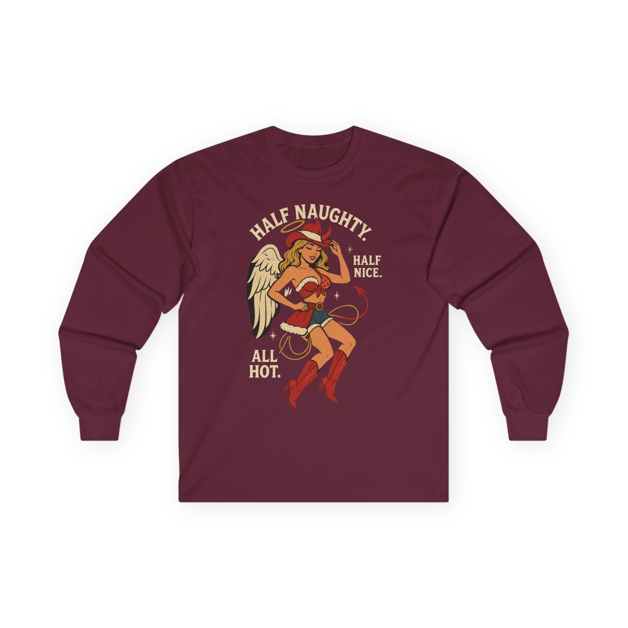 Half Naughty Half Nice All Hot long sleeve tee