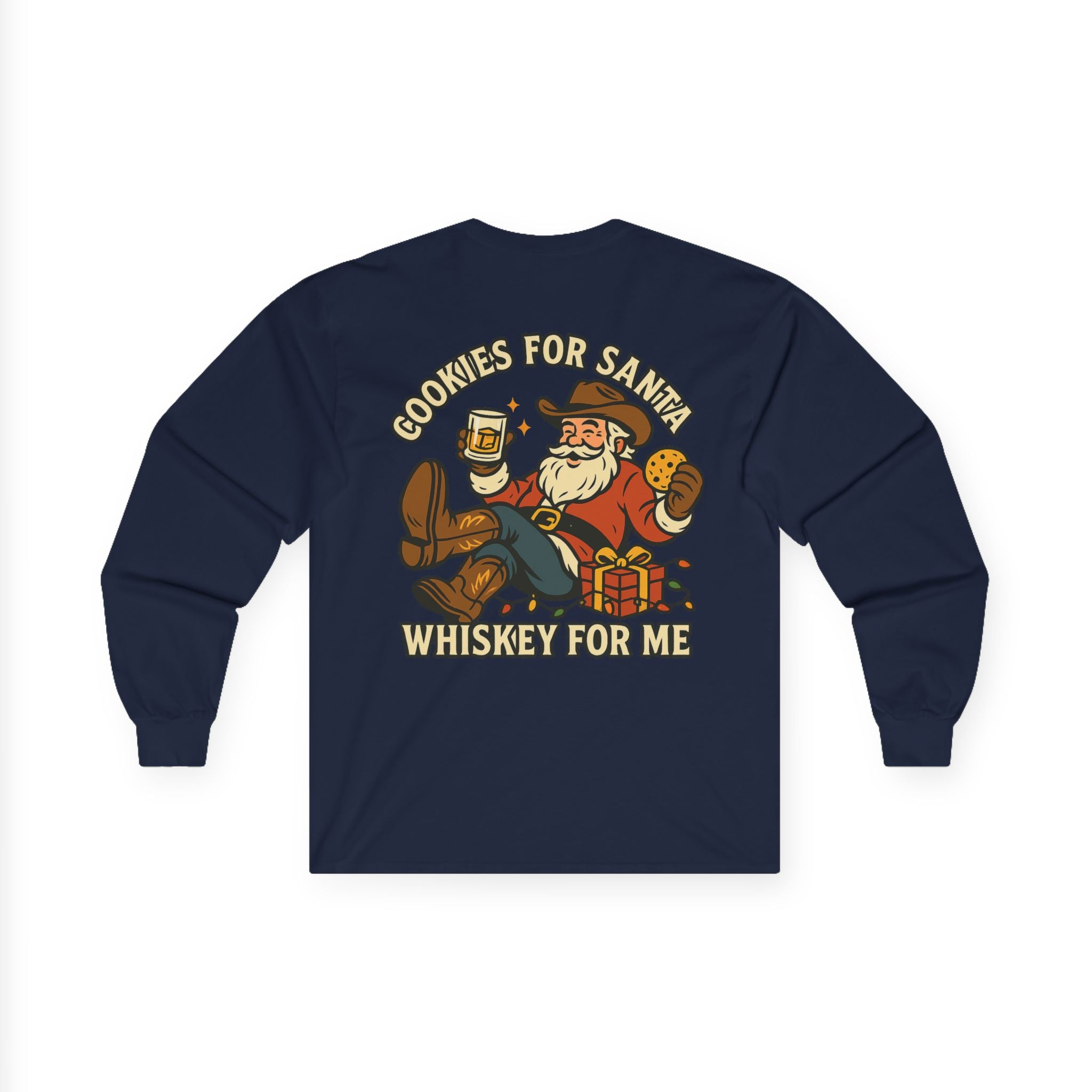 Cookies for Santa Whiskey for Me Long Sleeve Tee