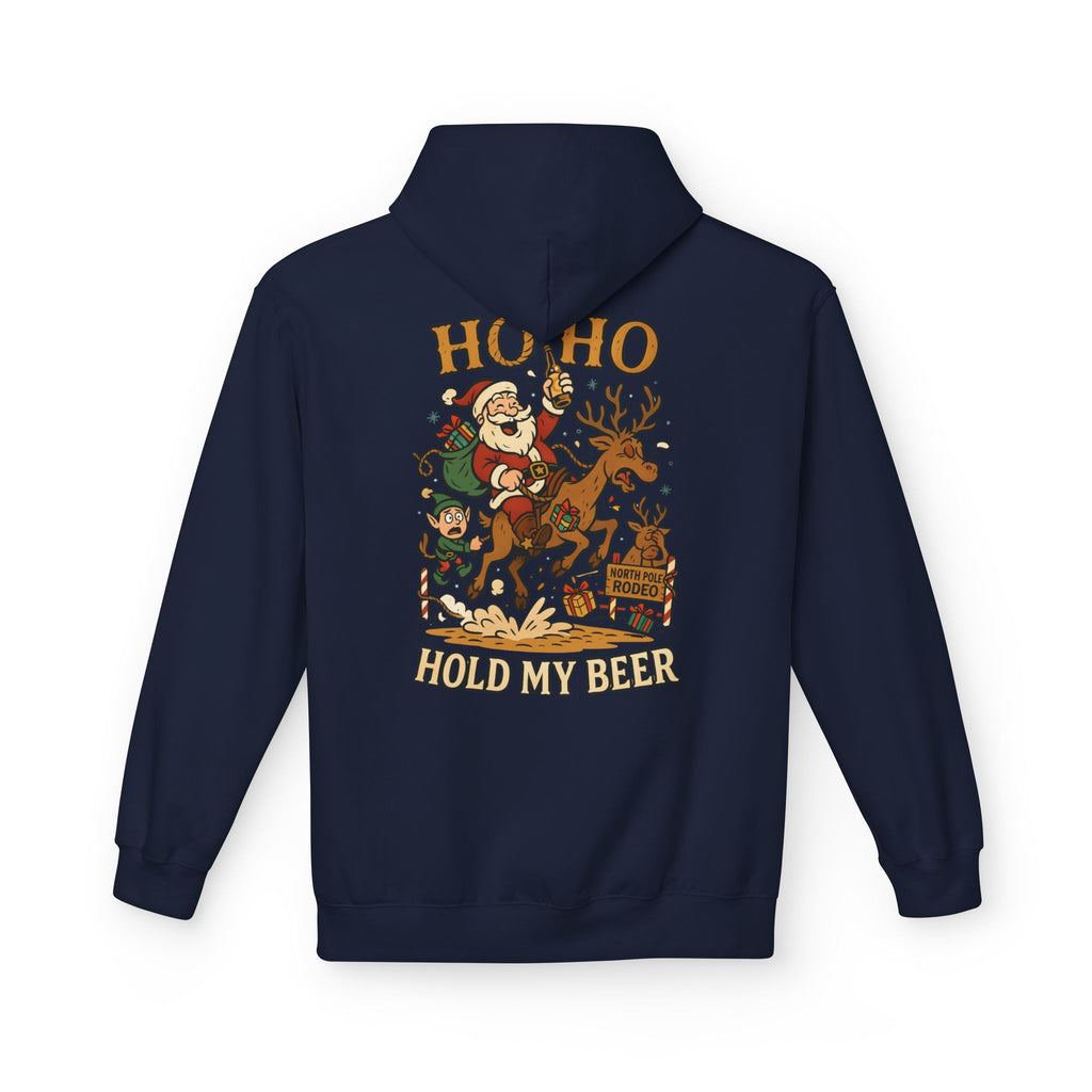 Santa Riding Reindeer Hold My Beer Hoodie