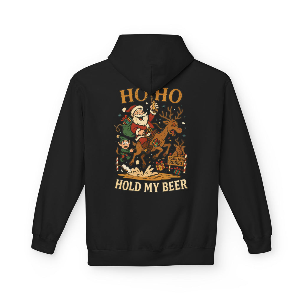 Santa Riding Reindeer Hold My Beer Hoodie