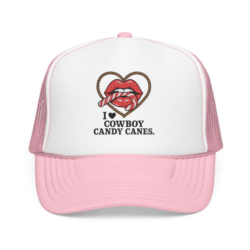 Candy Cane Lips heart embroidery Trucker Hat