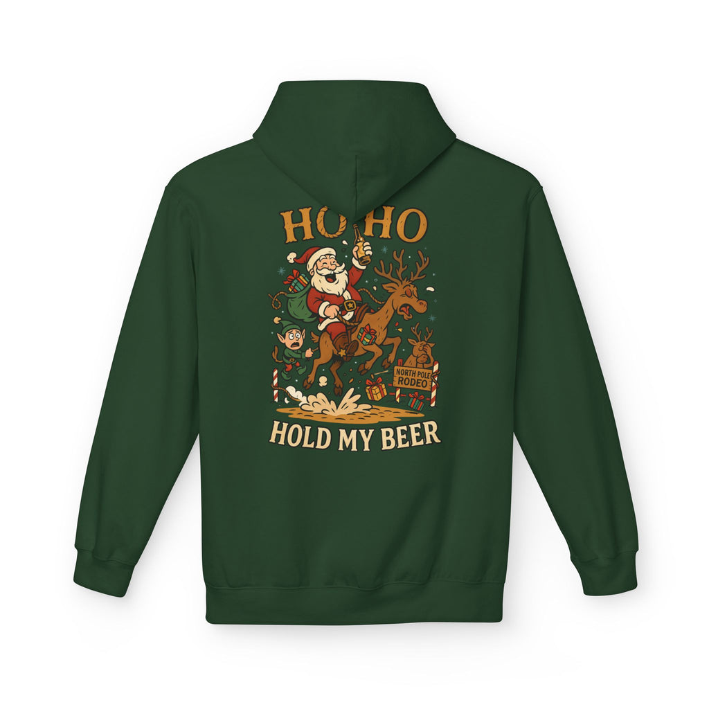 Santa Riding Reindeer Hold My Beer Hoodie