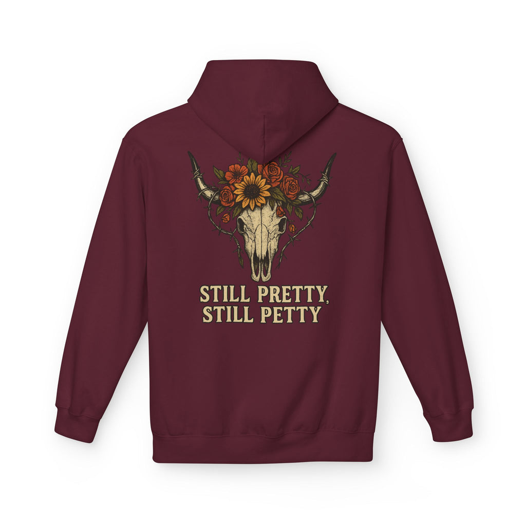 Floral Bull Skull Still Pretty Hoodie | Western Skull Sunflower Design