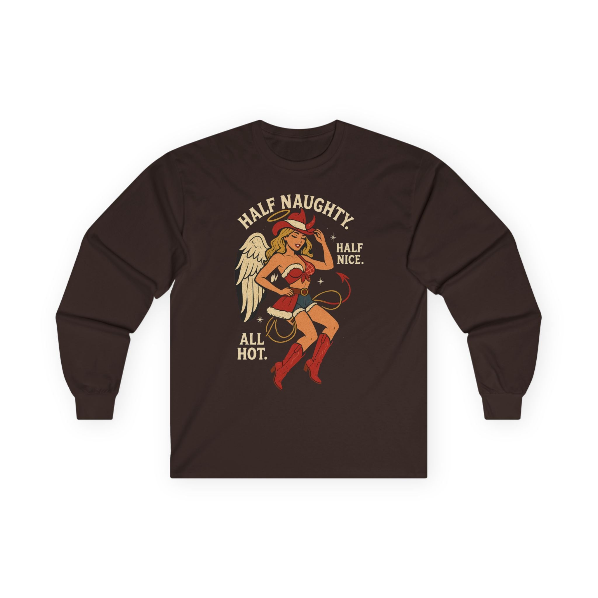 Half Naughty Half Nice All Hot long sleeve tee