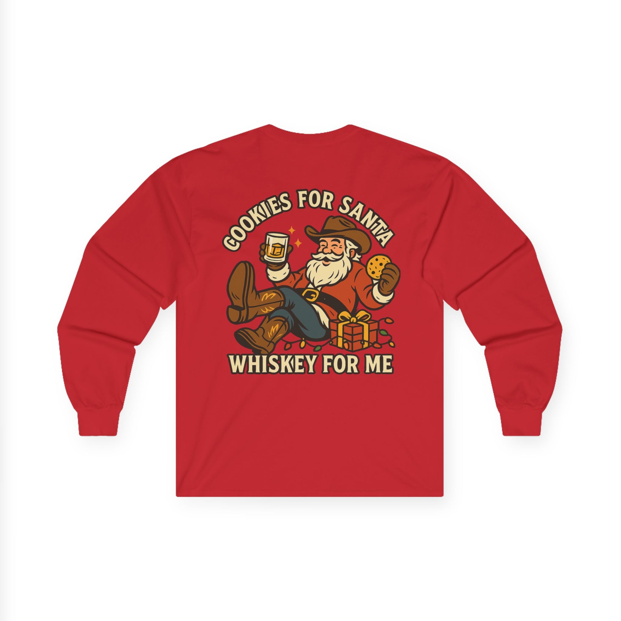 Cookies for Santa Whiskey for Me Long Sleeve Tee