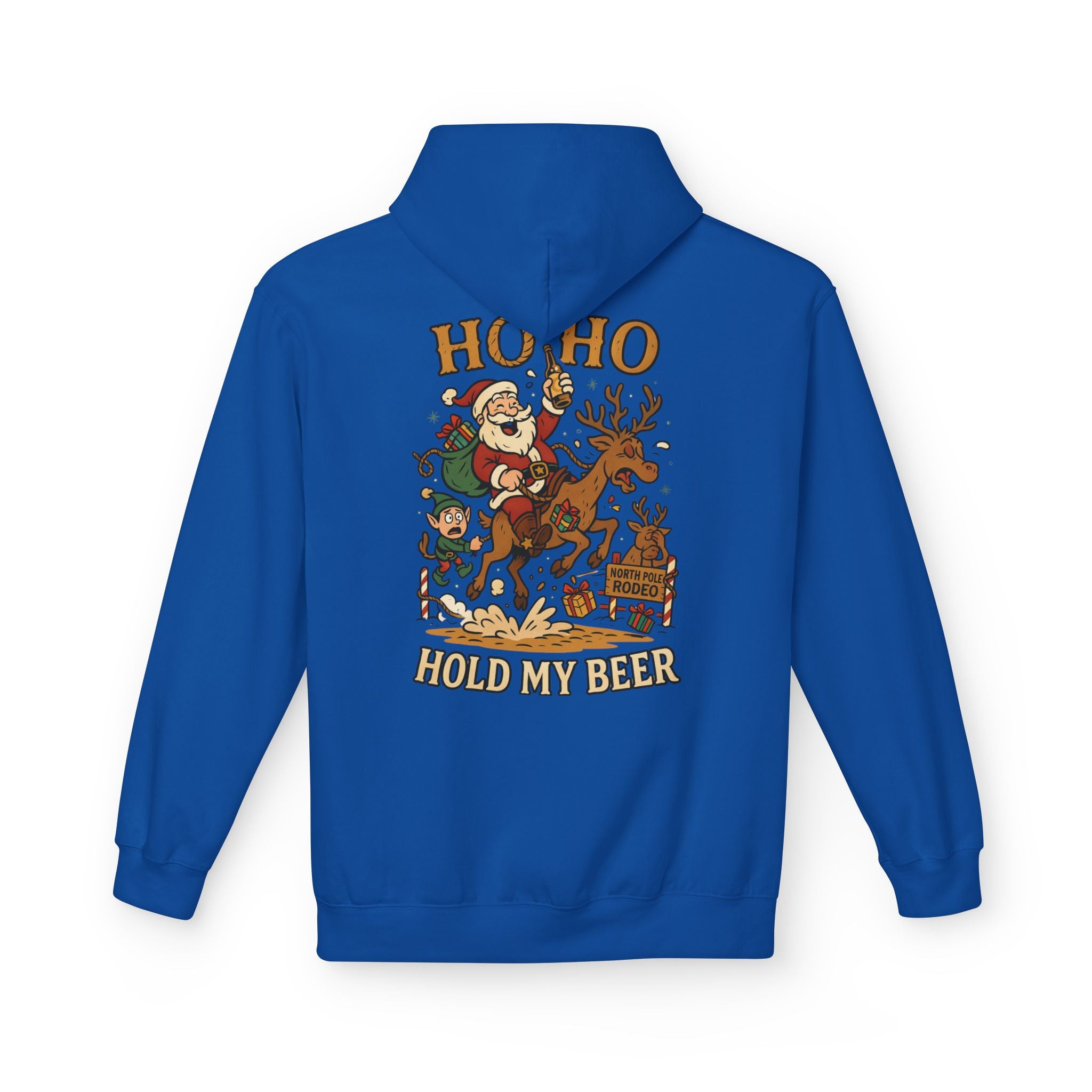 Santa Riding Reindeer Hold My Beer Hoodie
