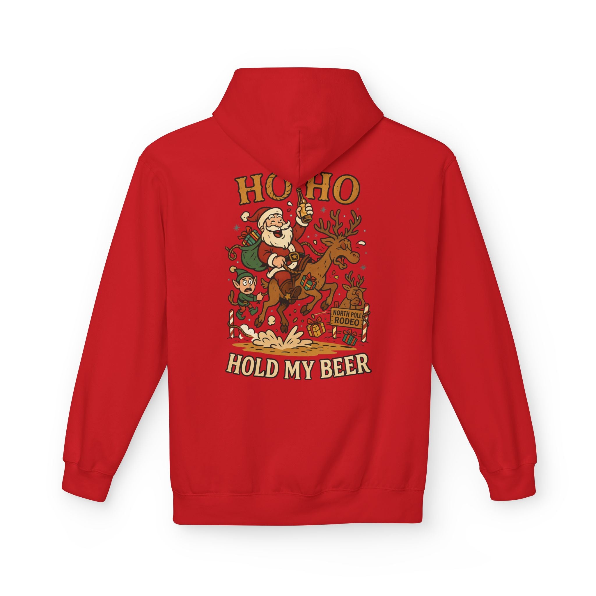 Santa Riding Reindeer Hold My Beer Hoodie