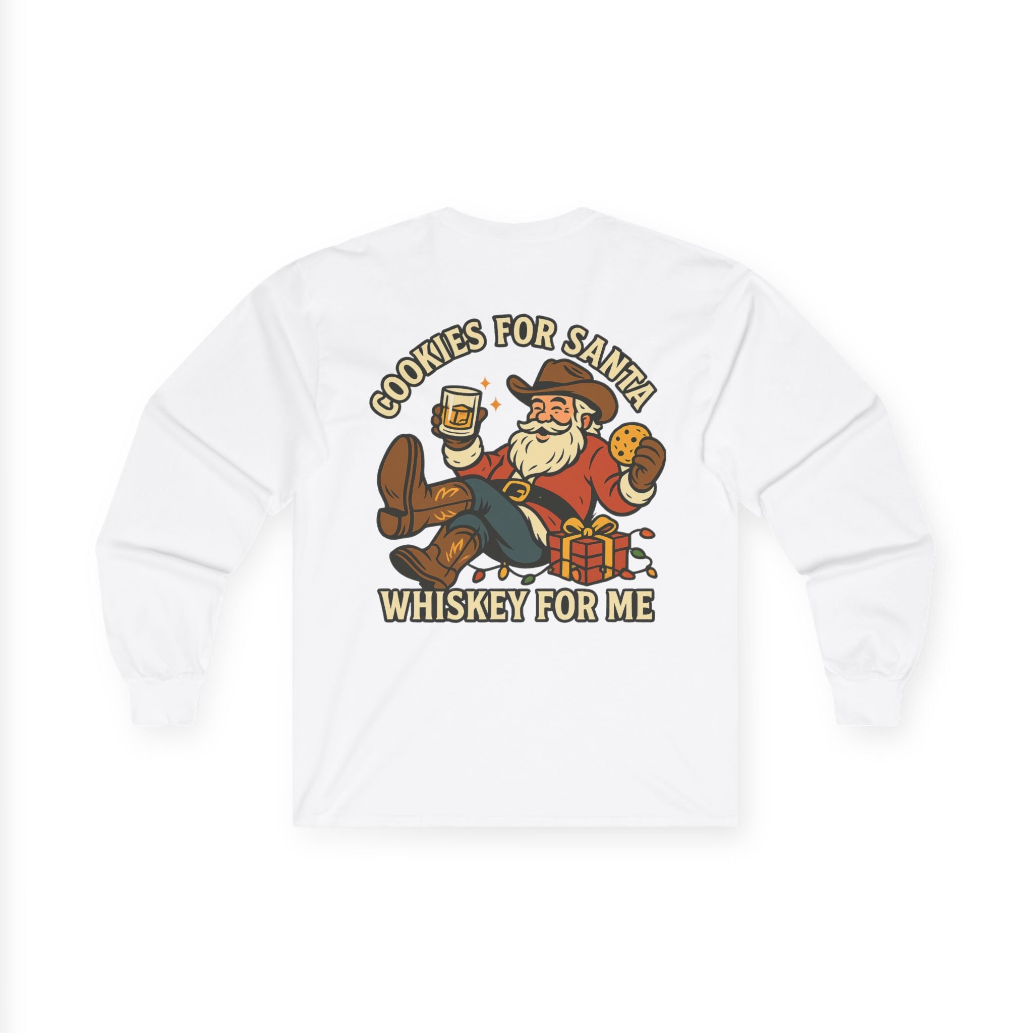 Cookies for Santa Whiskey for Me Long Sleeve Tee