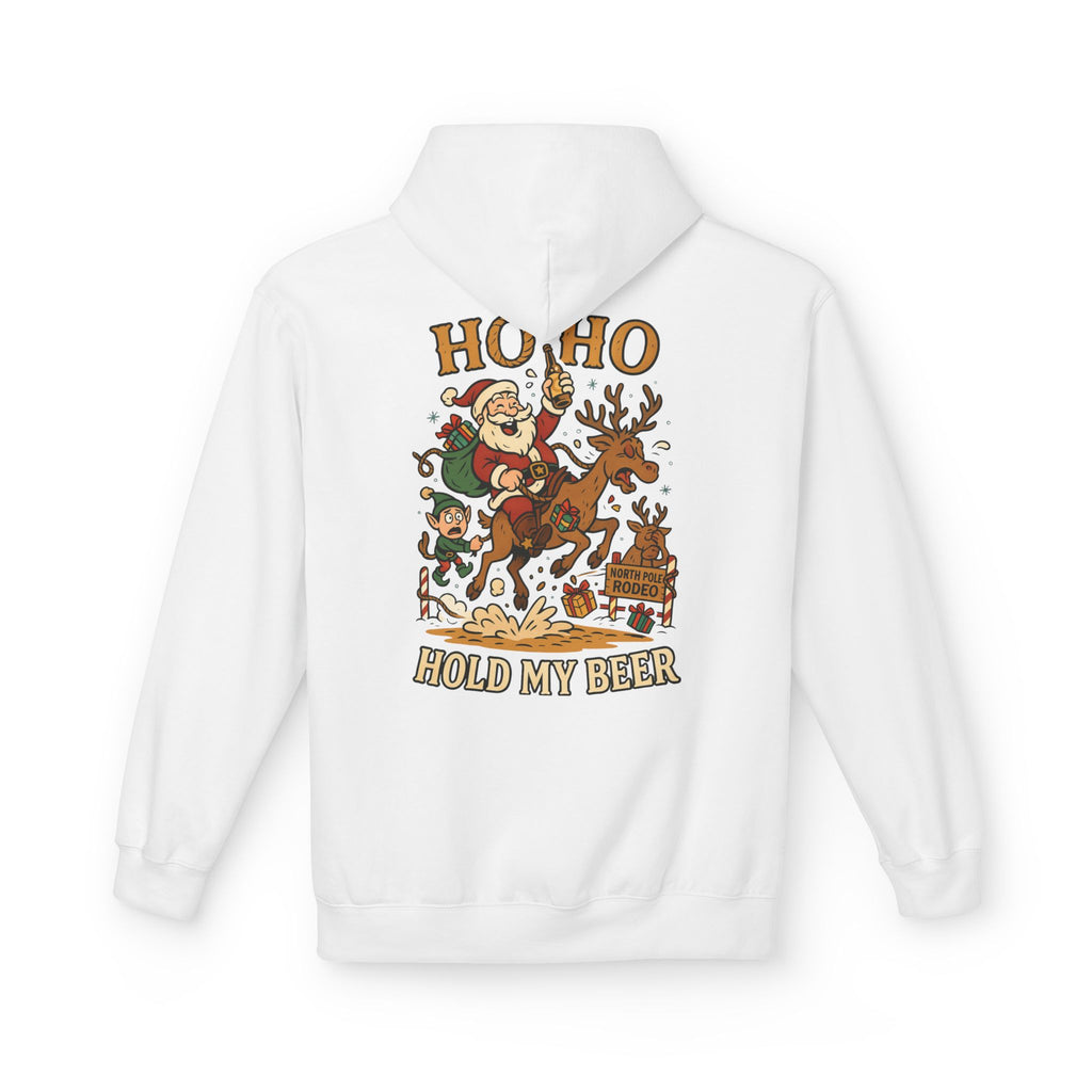 Santa Riding Reindeer Hold My Beer Hoodie