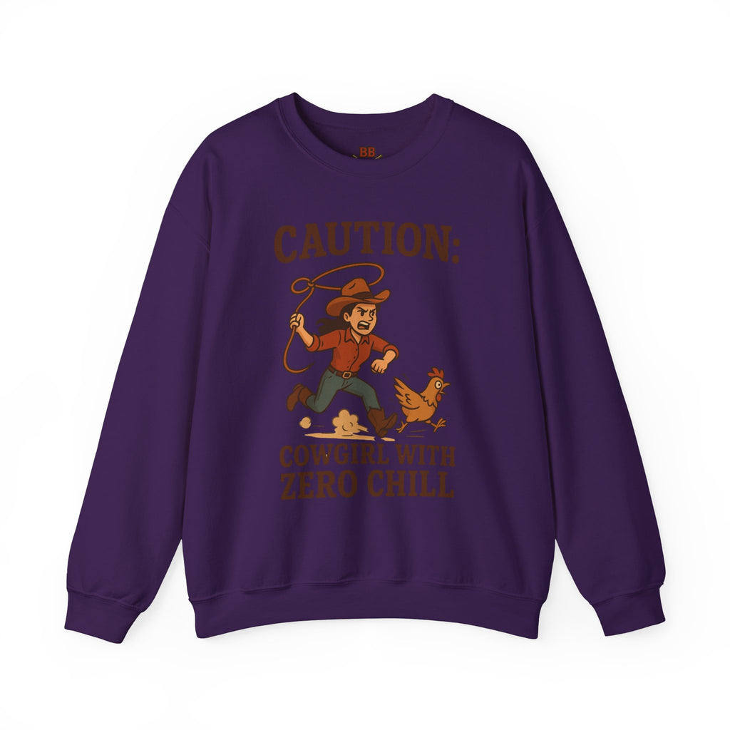 Caution Cowgirl With Zero Chill Sweatshirt Front Design