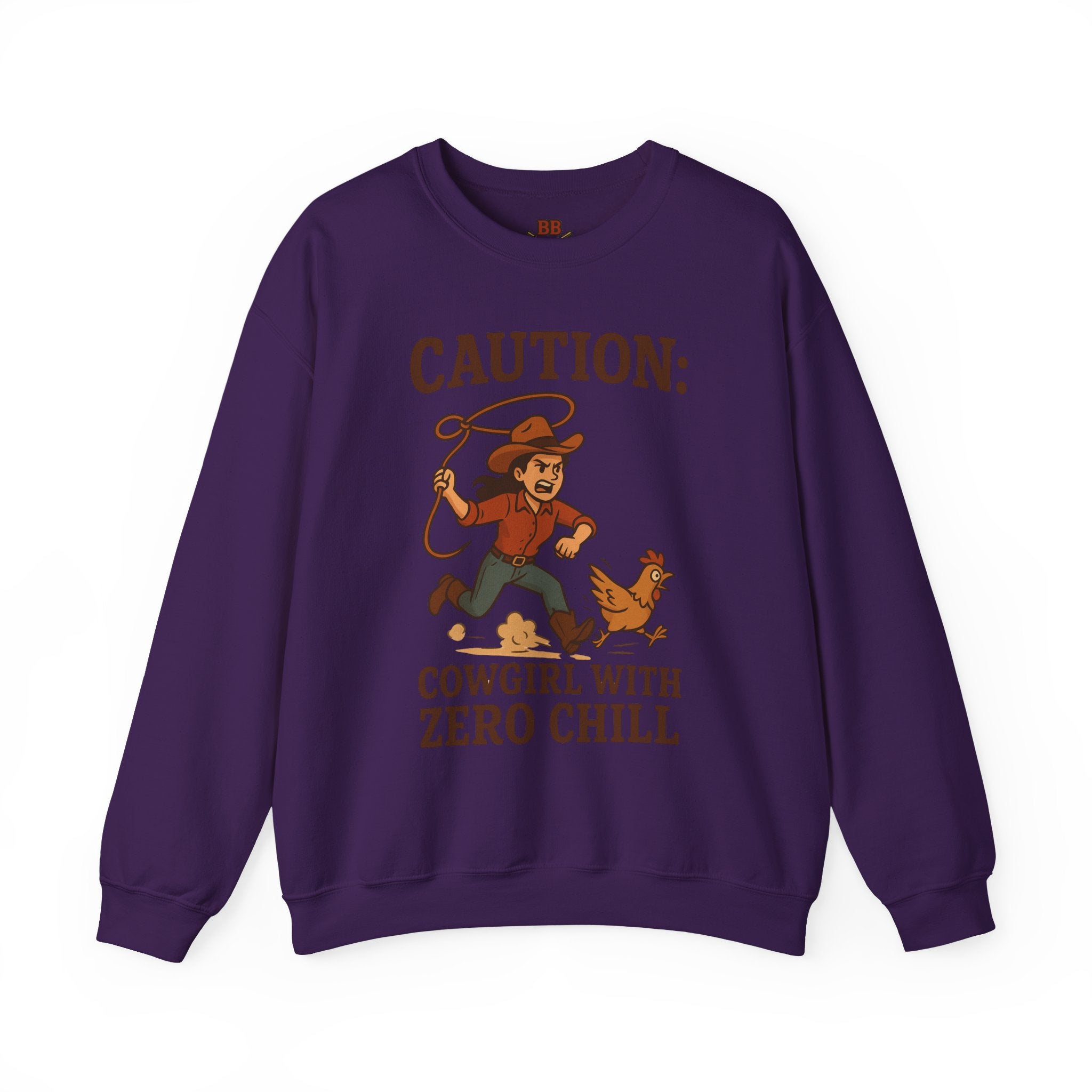 Caution Cowgirl With Zero Chill Sweatshirt Front Design